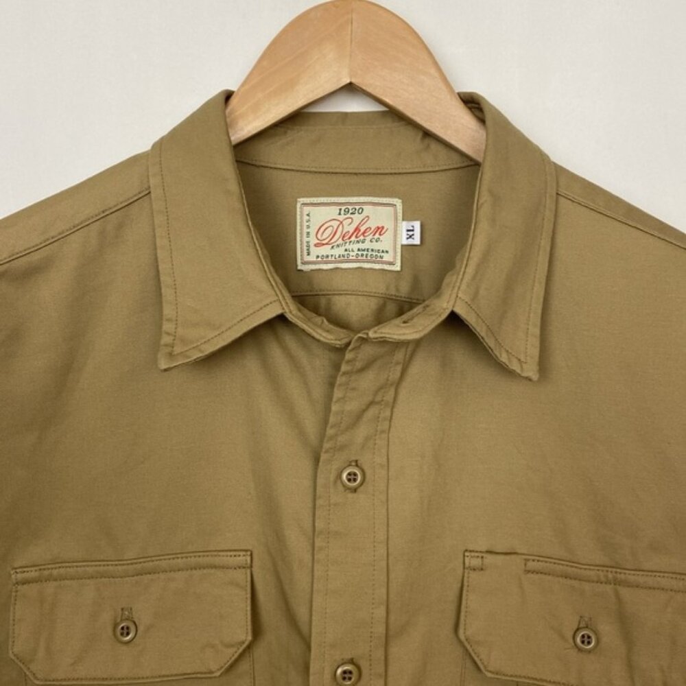 NWOT Dehen 1920  XL Drover Utility Shirt Khaki Knit Cotton Portland USA